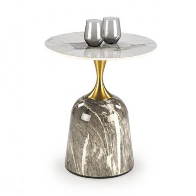 Стол журнальный HALMAR ROSA белый мрамор/серый мрамор/золотой